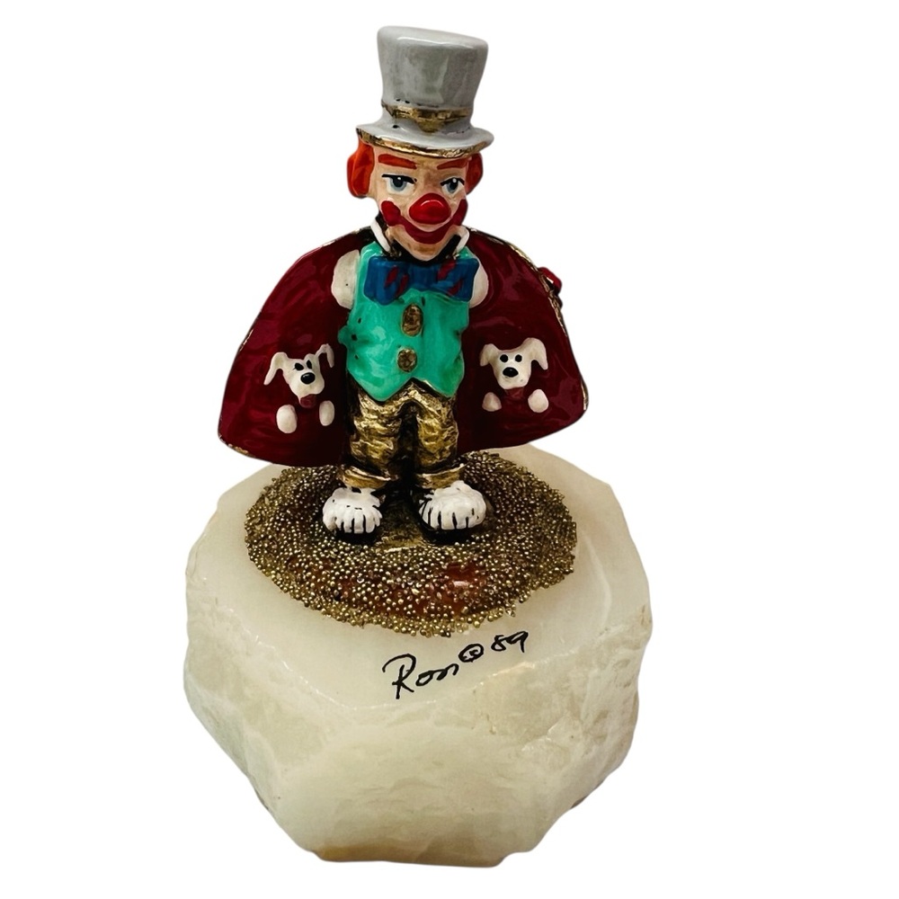 Vintage Signed Ron Lee Collection Hand-Painted Clown Top Hat Figurine